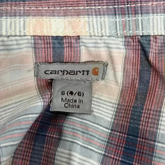 Carhartt Roll Up Sleeve Huron Button Up Shirt Top Size Small 4/6 - Picture 9 of 10